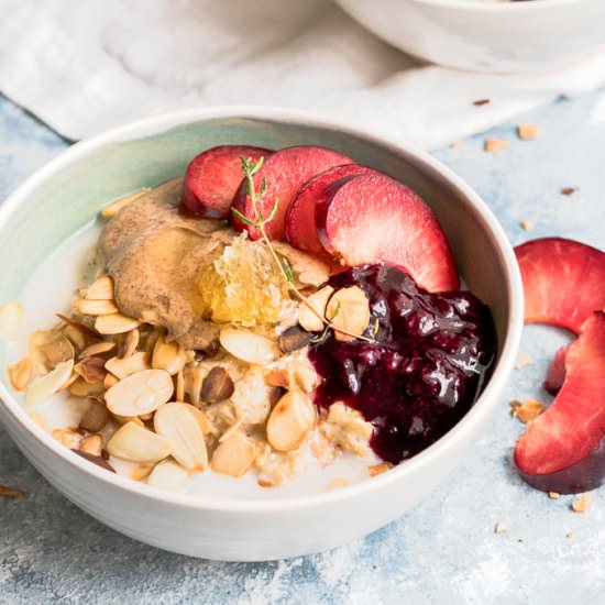 Almond Milk Porridge with Blueberries