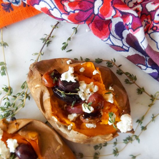 Roasted Grapes & Goat Cheese