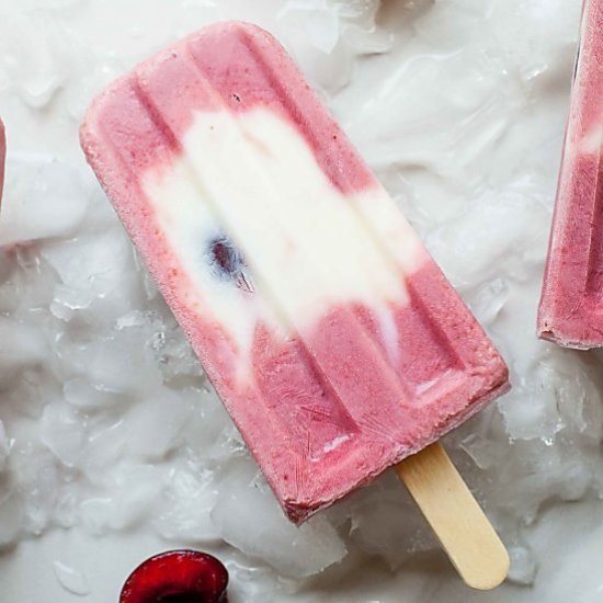 Cherry FroYo Popsicles