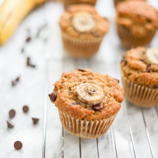 Vegan Banana Choc Chip Muffins