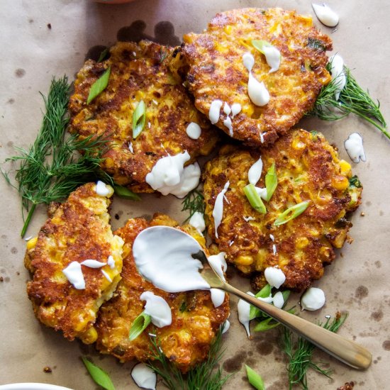 Cheesy Corn Fritters