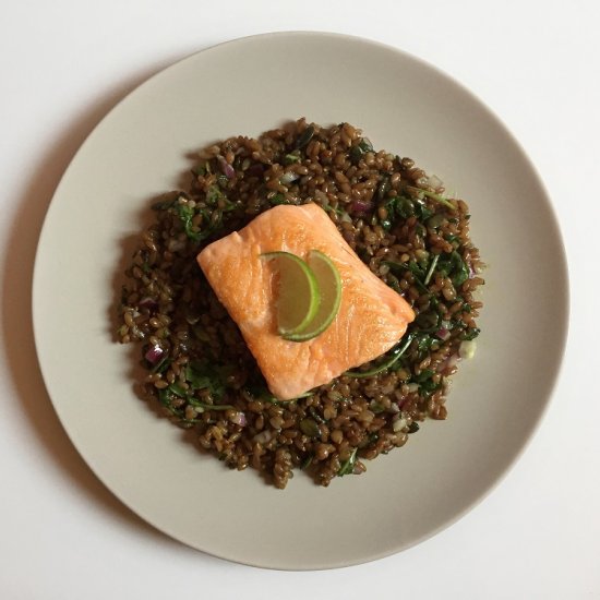 Rye Berry Salad with Salmon