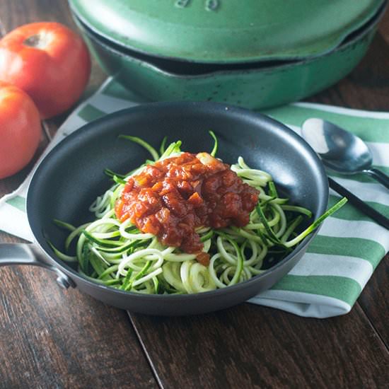 Zucchini Zoodles Homemade Marinara