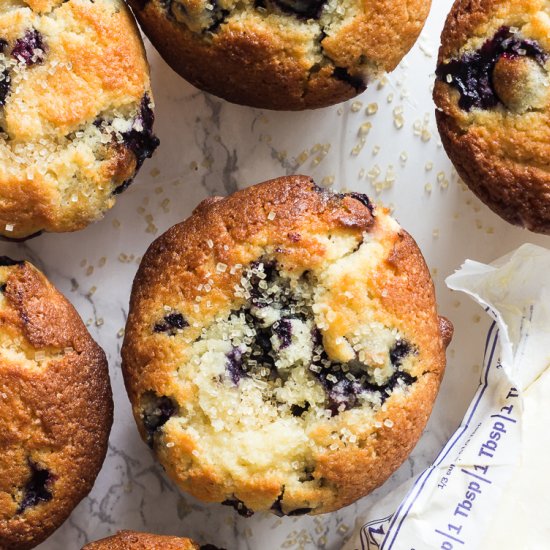 Bakery Style Blueberry Corn Muffins