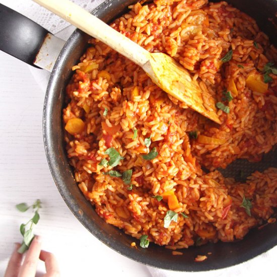 Vegan Tomato Rice with Zucchini