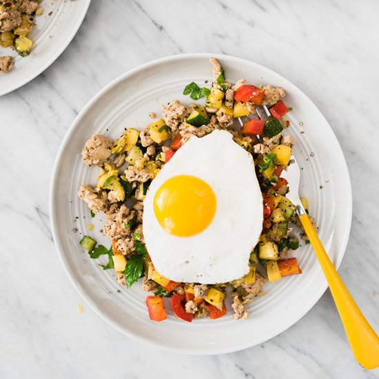 Turkey Hash w/ Squash and Peppers