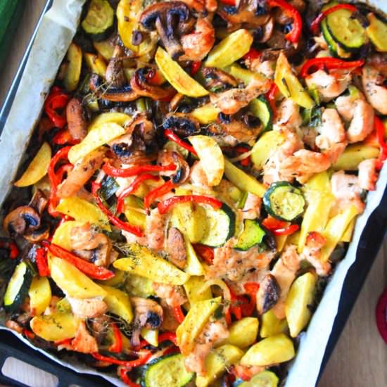 Sheet Pan Turkey Veggie Bake