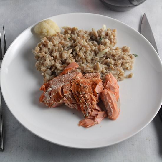 Salmon & Creamy Cauliflower Farro