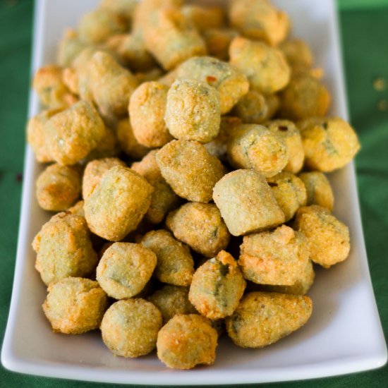 Fried Okra Bites with Pepper Dip