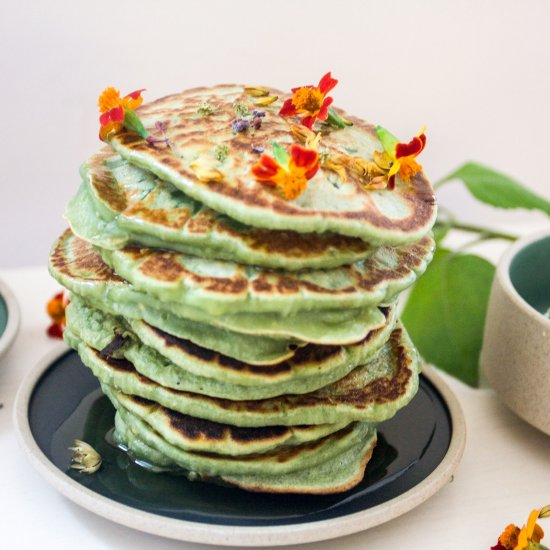 American spirulina oat pancakes