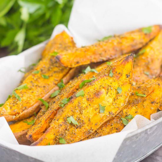 Garlic Herb Sweet Potato Wedges