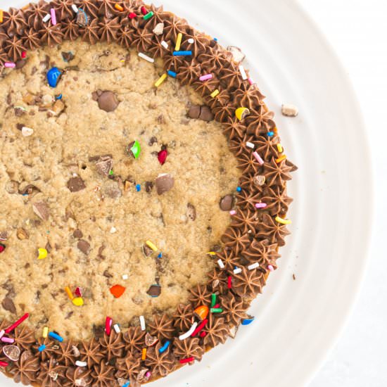 Candy Bar Monster Cookie Cake