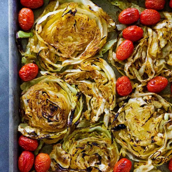 Roasted Cabbage With Tomatoes