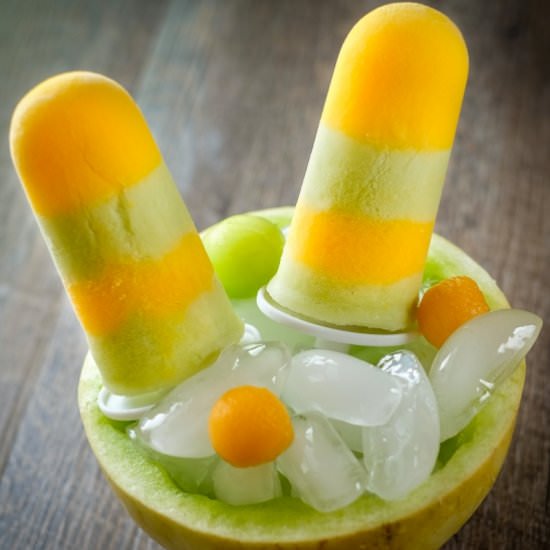 Melon Popsicles with Rose Water