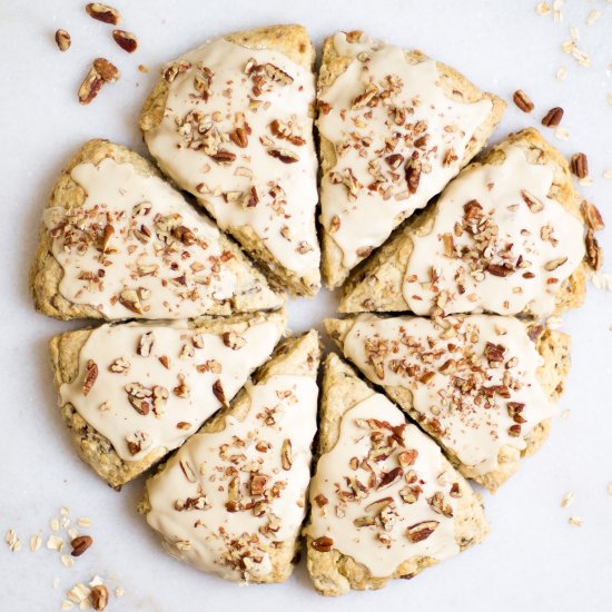 Glazed Maple Oat Scones with Pecans