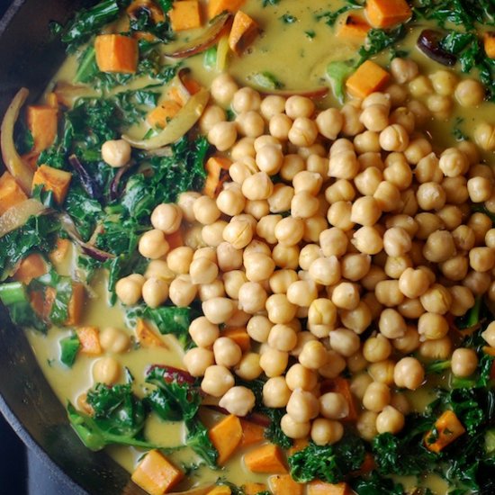 Curry Coconut Sweet Potatoes & Kale