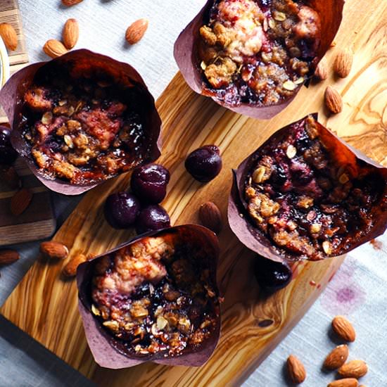 Reduced Sugar Cherry Almond Muffins