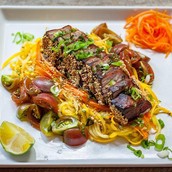 Miso Pork on Asian Ginger Zoodles