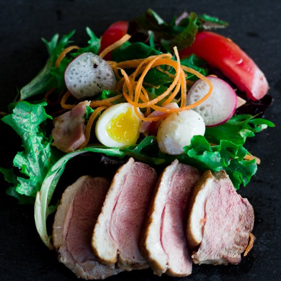 Duck Breast Salad with Quail Eggs