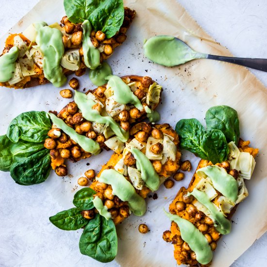 Loaded Sweet Potato + Chickpea Boat