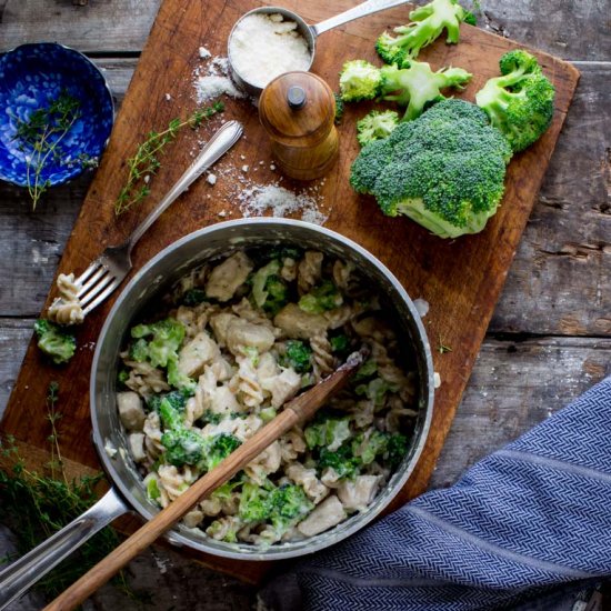 Light Chicken and Broccoli Alfredo