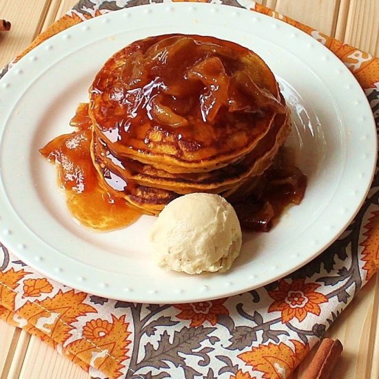 Pumpkin Spice Pancakes with Apples