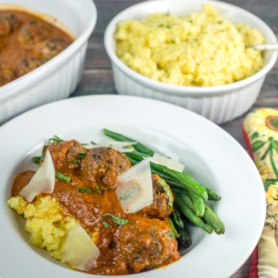 Moroccan Meatballs with Polenta