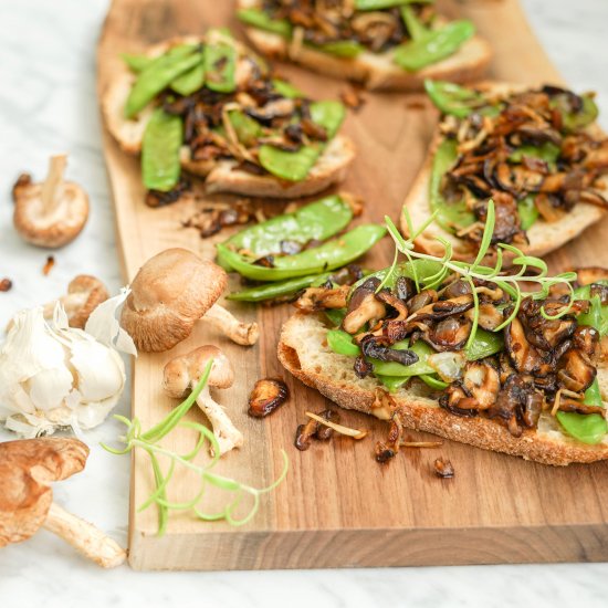 Mushroom Snow Pea Crostini