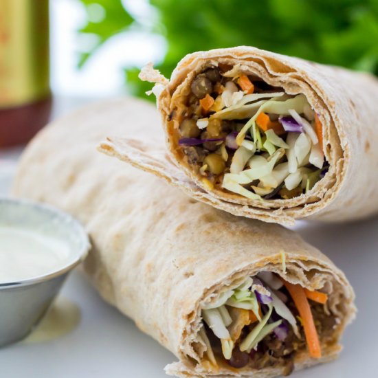 Spicy Lentil Wrap with Tahini Sauce