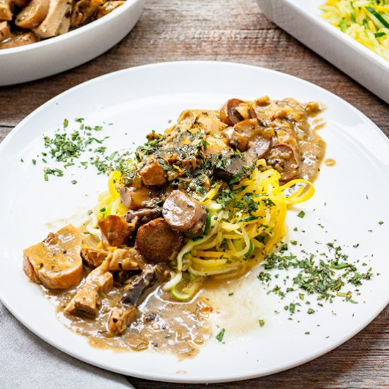 Paleo Chicken Mushroom Zoodles