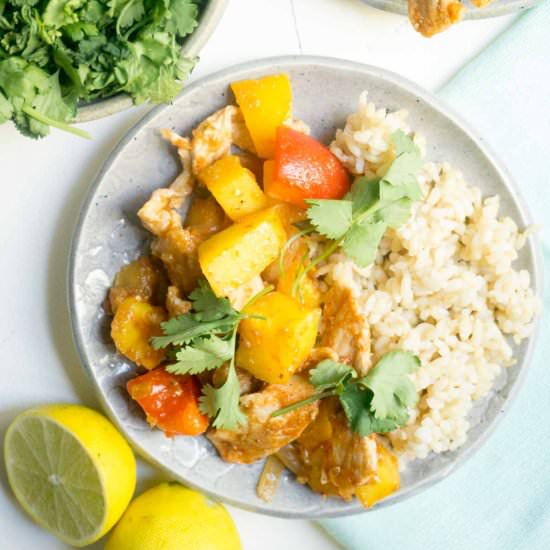 Spicy Pork with Mangos and Rice