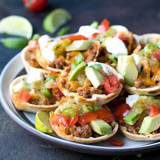 Crunchy Taco Cups with Tortillas