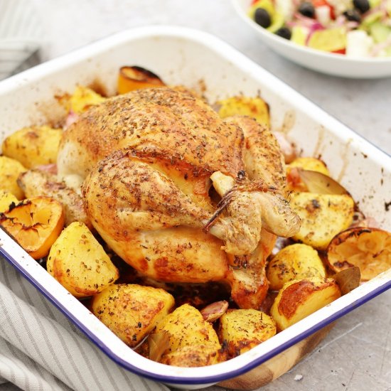 Greek Roast Chicken & Potatoes