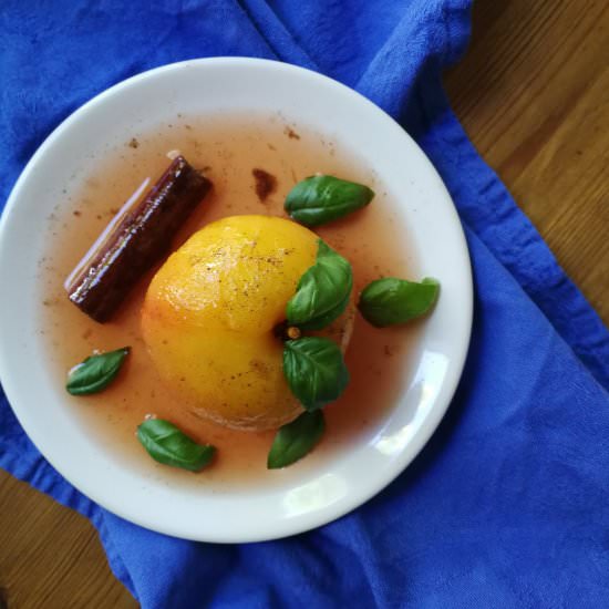 Wine-poached peaches