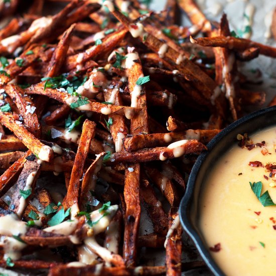 Sweet Potato Fries and Cheese Sauce