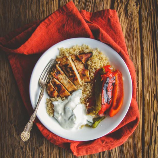 Greek Chicken Rice and Veggie Bowls