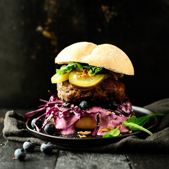 Jalapeño blueberry beef burger