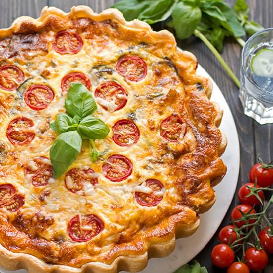 Parmesan, red onion and tomato tart