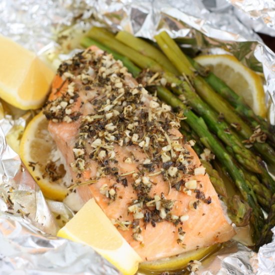 Herb Butter Salmon & Asparagus