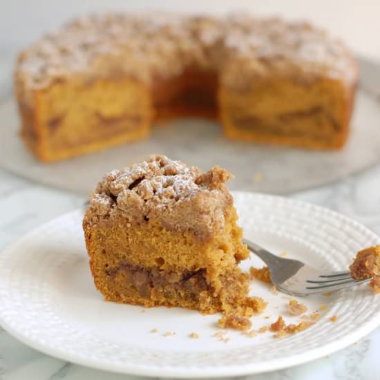 Pumpkin Coffee Cake w/ Walnut Streusel