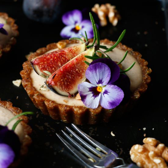 Raw Fig Walnut Cardamom Tarts