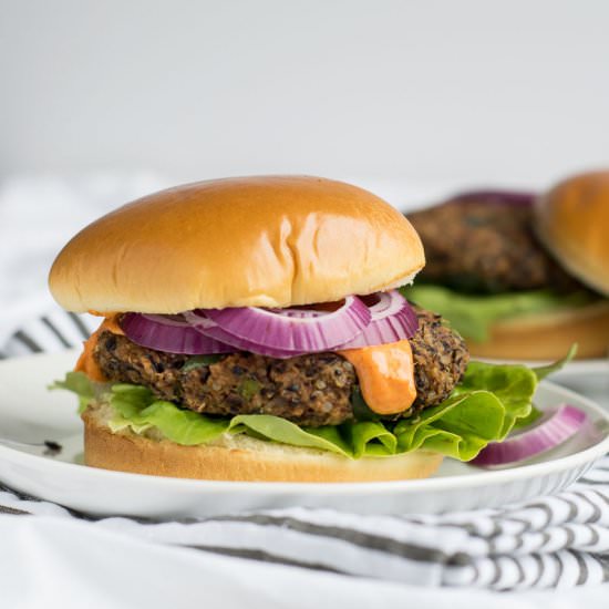 Black Bean Quinoa & Poblano Burgers