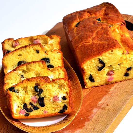 Cake With Olive, Ham And Goat Cheese