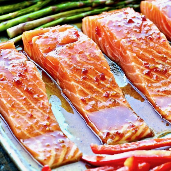 Sheet Pan Salmon with Chili Sauce