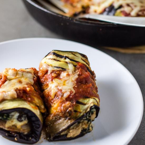 Spinach Mushroom Eggplant Rollatini