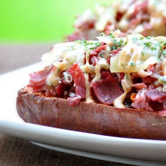 Reuben Stuffed Sweet Potatoes