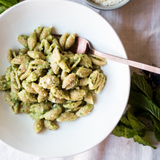 gnochetti with zucchini & mint