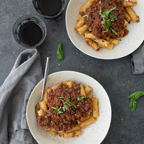 Vegan Eggplant Lentil Bolognese