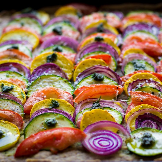 Courgette Tart with Basil Oil