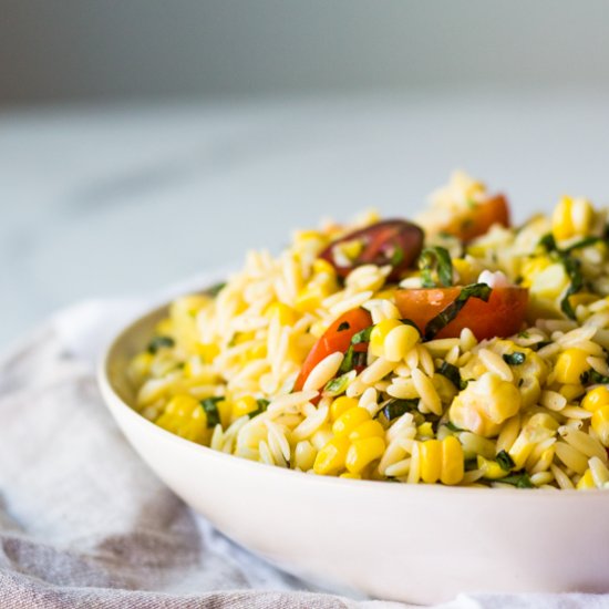 corn & tomato orzo salad